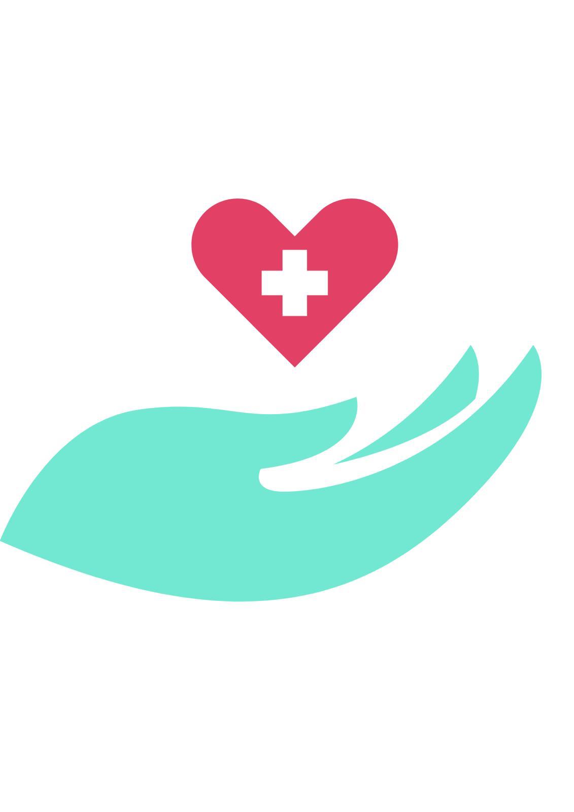 Kent Gardens 2 logo: a turquoise hand supporting a pink heart with a white cross